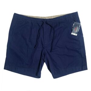 Chaps Sport Mens Washed Twill Pull-On Chino Shorts XXL 8in. Inseam Navy Blue NWT